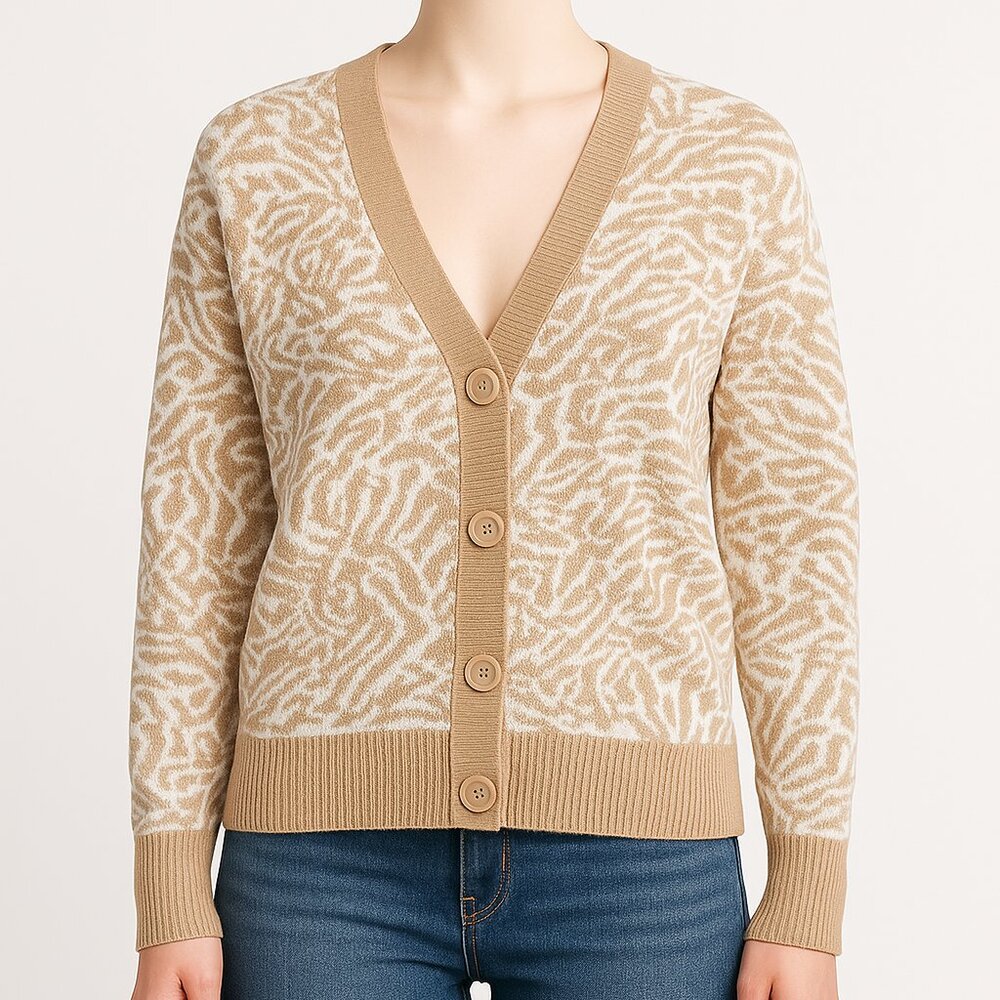 ✨ Simply Vera Vera Wang Neutral Beige & Cream Cardigan – (Fits like a S/M) - XS